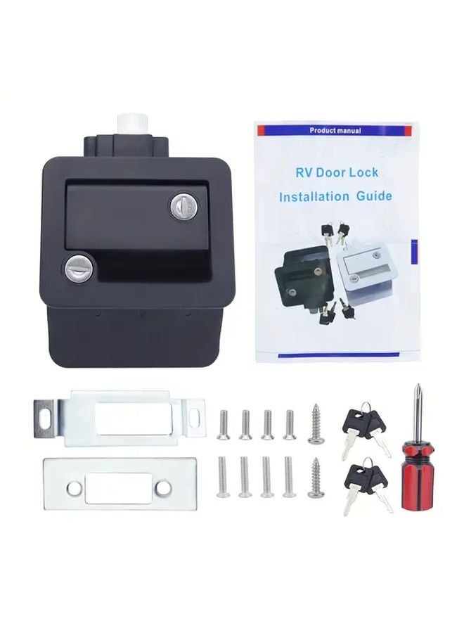 Upgraded Zinc Alloy RV Door Lock Replacement With Paddle Bolt And Key Black 1 Set - Image 1